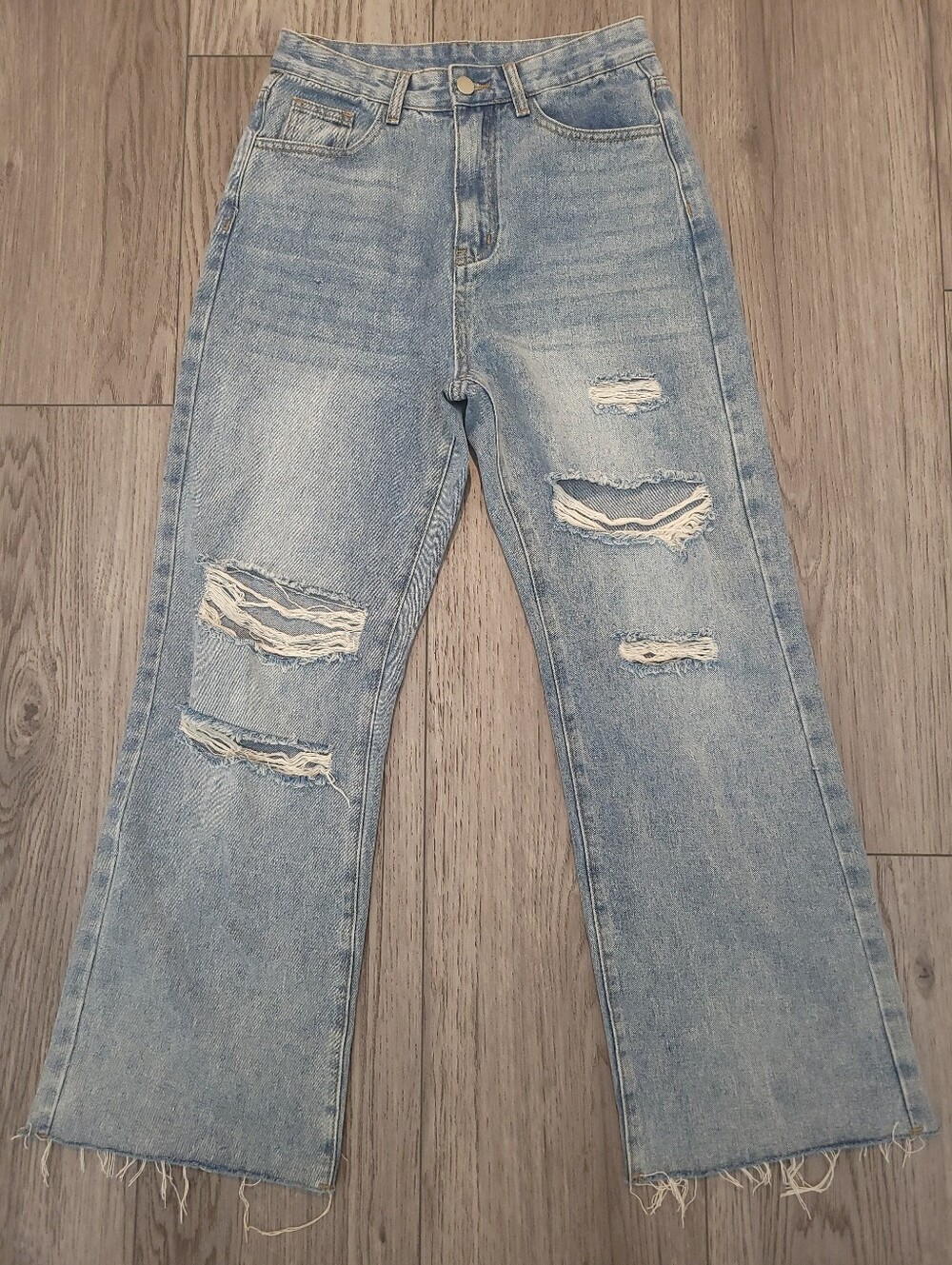 Cider Light Blue Distressed Wide-Leg Jeans for Women Size Small